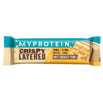 MyProtein Crispy Layered 58 g white chocolate peanut (bílá čokoláda-arašídy)