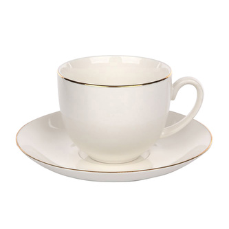 BELLA GOLD LINE ŠÁLEK 270ML S PODŠÁLKEM 15CM KRÉMOVÝ PORCELÁN NEW