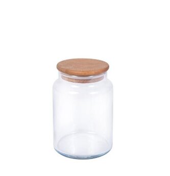 dóza 0,89l, d10x14,5 cm, sklo/bambus víko