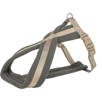 Nylonový postroj PREMIUM podšitý, písková/grafit - L-XL:hruď:70-110cm/25mm