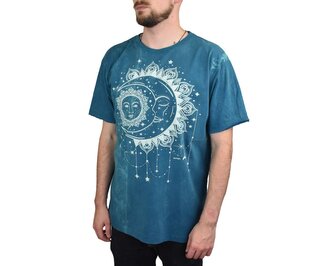 Tričko Pánské, Slunce a Měsíc, modré L