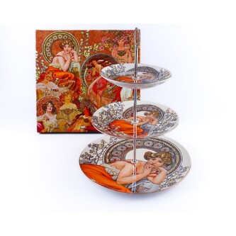 HOME ELEMENTS Stojan na dezerty třístupňový, Mucha světlý