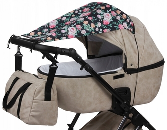 Sluneční clona na kočárek s UV filtrem, 72 cm, černá/růžová Sluneční clona na kočárek s UV filtrem, 72 cm, černá/růžová