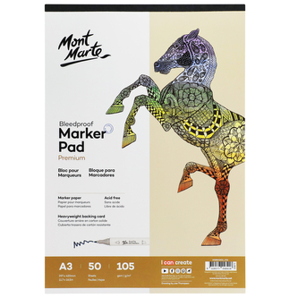 Mont Marte skicovací blok pro fixy a popisovače PREMIUM, 105g/m2, A3, č.0206, 50 listů