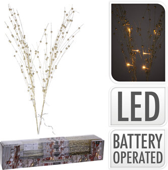 dekorace VĚTVIČKA 76cm ZLA GLITTER, 10LED teplá BÍ
