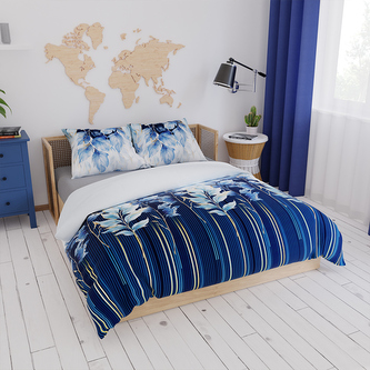 Bavlněné povlečení INDIGO 100% bavlna 1x 200x220 cm, 2x povlak 70x80 cm francouzské povlečení MyBestHome