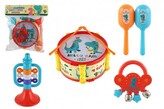 Hudební nástroje/sada plast 5ks v krabici 2 barvy v sáčku 27,5x28cm 3m+