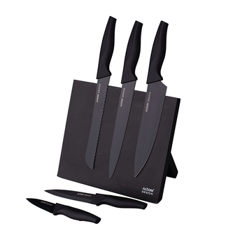 SOUPRAVA NOŽŮ S NELEPÍCÍM POVLEKEM ČERNÁ S MAGNETICKÝM BLOKEM 5 KS