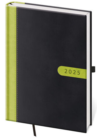 Diář 2025 Bora týdenní A5 černo/zelená