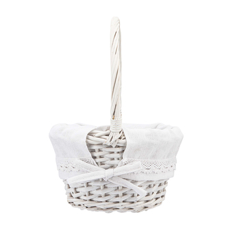 PROUTĚNÝ KOŠÍK OVÁLNÝ BÍLÝ S UCHEM 26X17X11 (25)CM