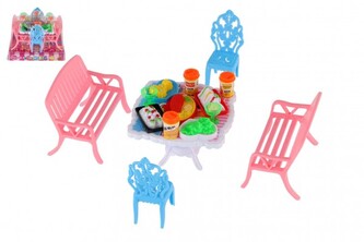 Nábytek pro panenky plast 4 barvy v blistru 14x11x16cm