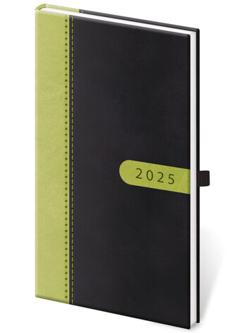 Diář 2025 Bora týdenní kapesní černo/zelená