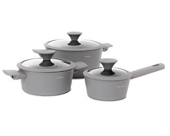 Sada hrnců | TRISTAN | šedá | 3 ks + poklice | 845890 Homla