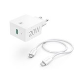 Hama set rychlá USB nabíječka USB-C PD 20 W + kabel USB-C Lightning 1 m, bílá