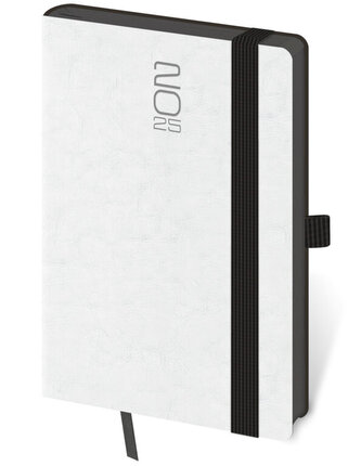 Denní diář A5 Memory bílý s gumičkou