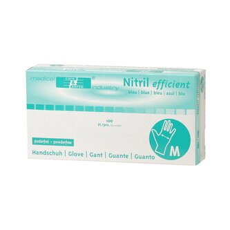 Nitrilové rukavice efficient, nepudrované, modré, balení 100 ks/box, vel. M