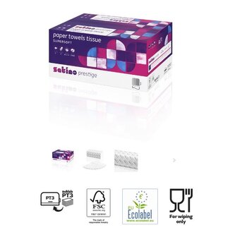 Ručník skládaný Satino Prestige ZZ, 2 vrstvy, celulóza, 3000 25 x 23cm