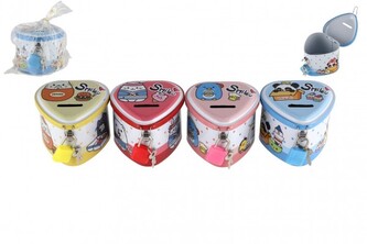 Pokladnička plechová srdce se zámkem 8x7cm 4 barvy, 1 kus