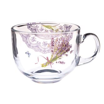 Skleněný hrnek - levandule, 500ml, 6/36