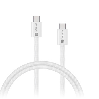 CONNECT IT Wirez USB-C -> USB-C, 60 W, 1 m, BÍLÁ