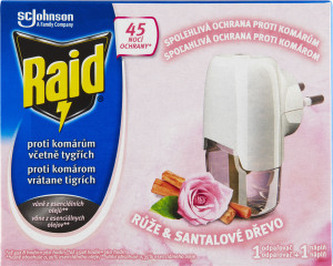 Raid Elektrický odpařovač s tekutou náplní růže & santalové dřevo, 27 ml