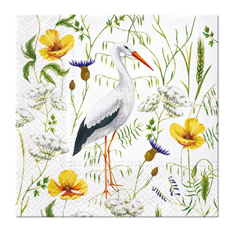 Obrúsky PAW L 33x33cm Stork in Grassland