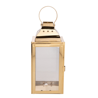 LATNA SVEČKA KOV 9X9X20CM ZLATÁ