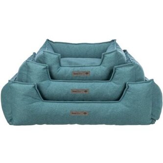 Pelech GANO, obdélníkový s polštářovým okrajem, tkanina, petrolejová - 80 x 65 cm