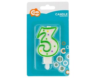 Świeczka cyfra 3 z kropeczkami 7.5cm