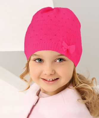Háčkovaná čepička s kamínky Mašlička, růžová; 62/68 (3-6m)