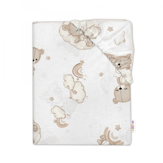 Bavlněné prostěradlo do postýlky, Malý Medvídek,, bílá/béžová; 120x60