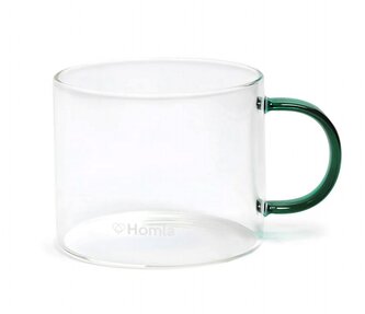 Skleněný šálek | GLOSSY | s uchem zelená | 0,44 l | 837093 Homla
