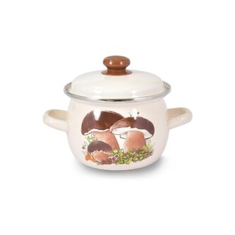 BUCLATÝ HRNEC "HOUBY" S POKLICÍ 1,5 L, SMALT