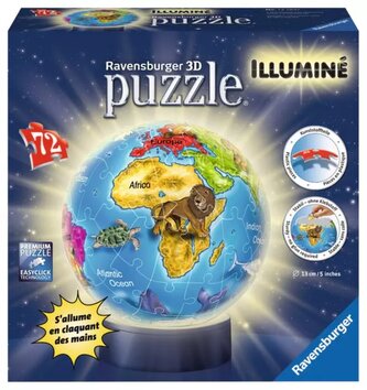 RAVENSBURGER 3D Svítící puzzleball Globus 72 dílků