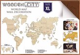 WOODEN CITY Dřevěná mapa světa velikost XL (120x80cm) hnědá