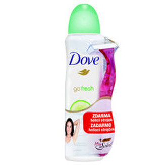 Dove Antiperspirant ve spreji Go Fresh s vůní okurky a zeleného čaje 150 ml + žiletka na holení woman