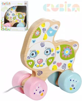CUBIKA DŘEVO Baby Králík tahací na kolečkách