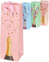 Taška dárková Šampaňské na láhve 12x35cm karton 4 druhy