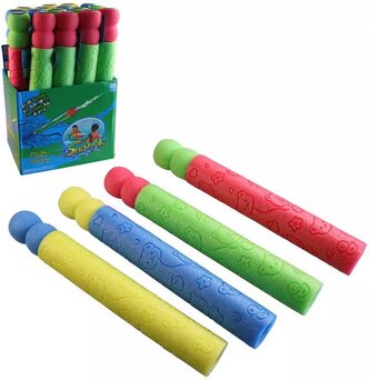 Pistole vodní dělo 44cm pěnová soft trubice na vodu 4 barvy