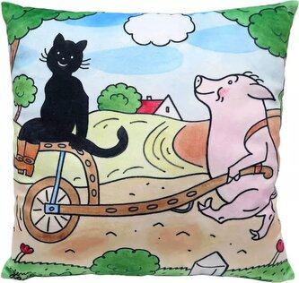 Polštář Kocour Mikeš trakař 30x30cm