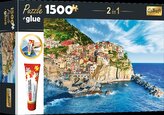 TREFL Sada 2v1 puzzle Manarola, Ligurie, Itálie 1500 dílků s lepidlem