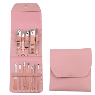 Manikúrní sada dámská professional Travel 12 ks / růžová