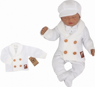 Z&Z Pletený elegantní svetřík s knoflíčky Boy, bílý, vel. 68; 68 (3-6m)