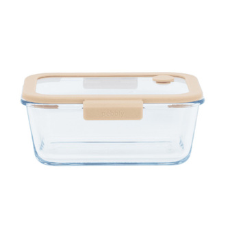 Vakuovací dóza Pebbly, PKV-055, borosilikátové tvrzené sklo, silikon, plast, 1,9 L, ruční vakuovací pupička, USB-C