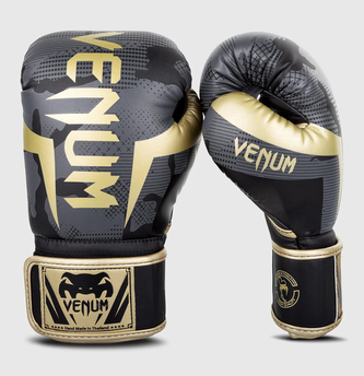 Boxerské rukavice Venum Elite tmavě zlatý maskáč Barva: tmavě zlatný maskáč, Velikost: 10oz