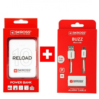 Powerbanka Skross Reload 10 10000mAh + USB kabel zdarma - bílá