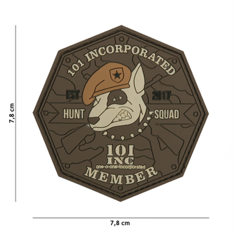Gumová nášivka 101 Inc Hunt Squad - hnědá