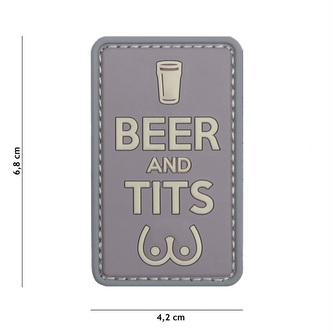 Gumová nášivka 101 Inc nápis Beer and Tits - multicam