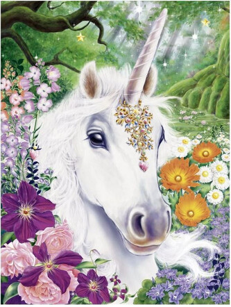 Norimpex Diamantové malování Jednorožec v květinách 30x40cm
