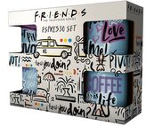 Espresso keramické mini hrnky Friends|Přátelé: Populární citáty set 4 kusů (objem 110 ml)